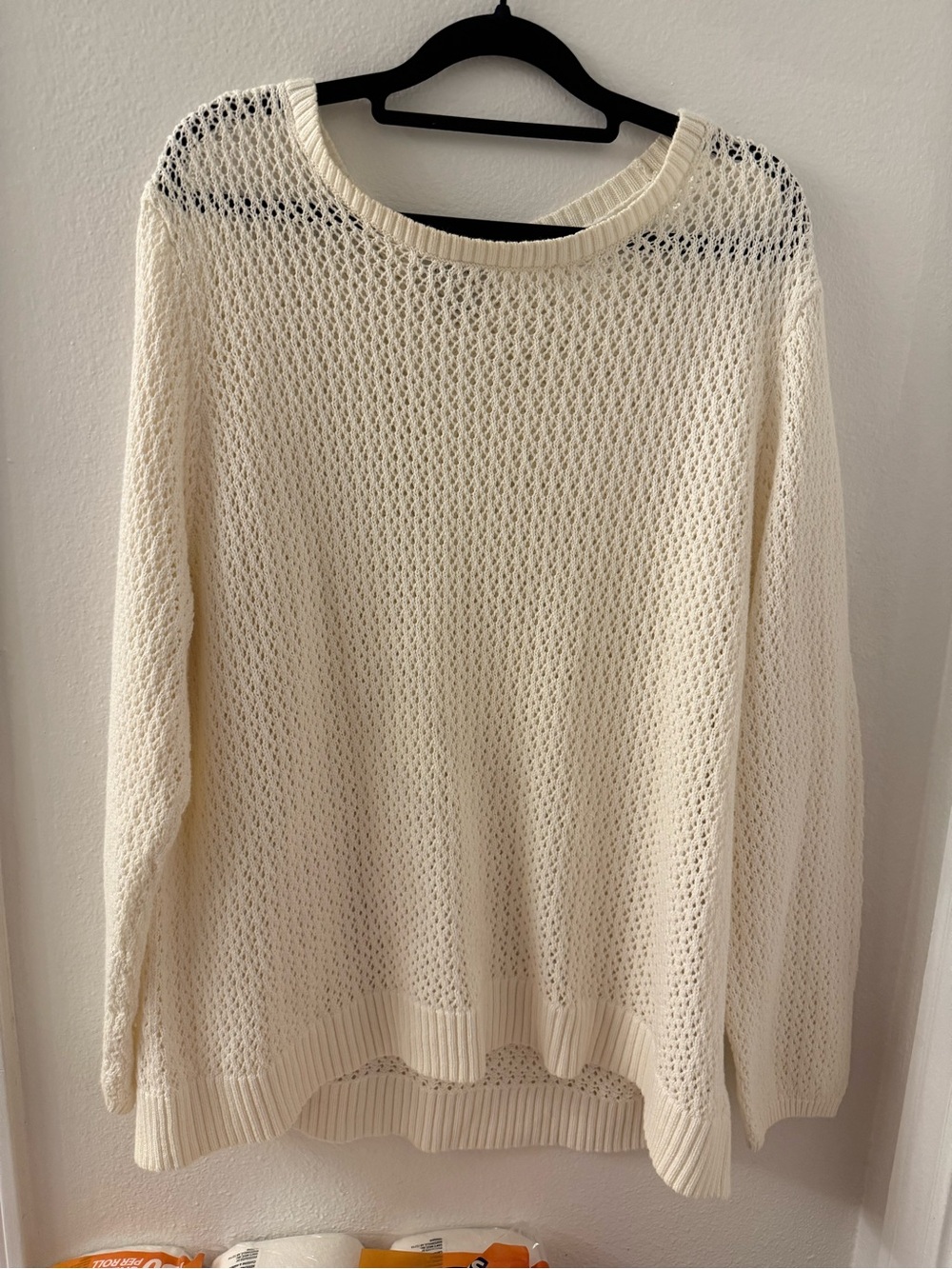Van Heusen Cream Open-Knit Scoop Neck Sweater